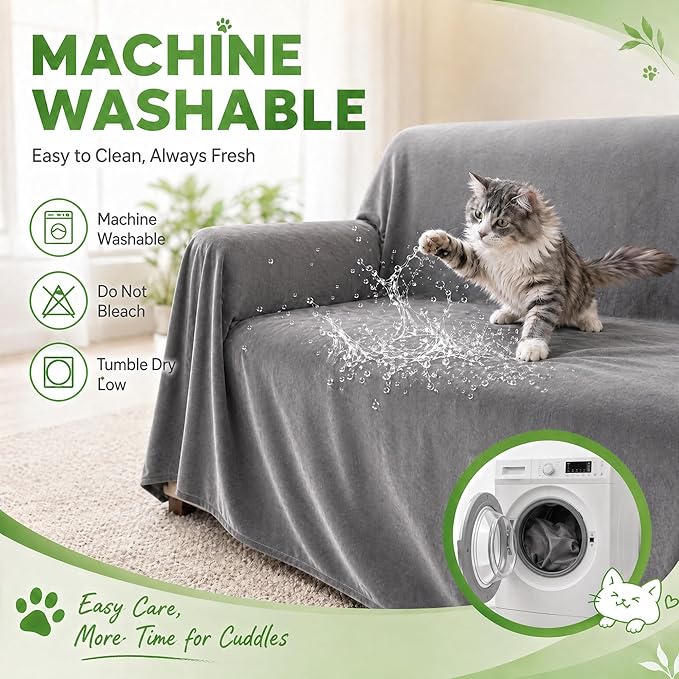 LOllON Velvet Couch Cover for Cats Dogs Kids