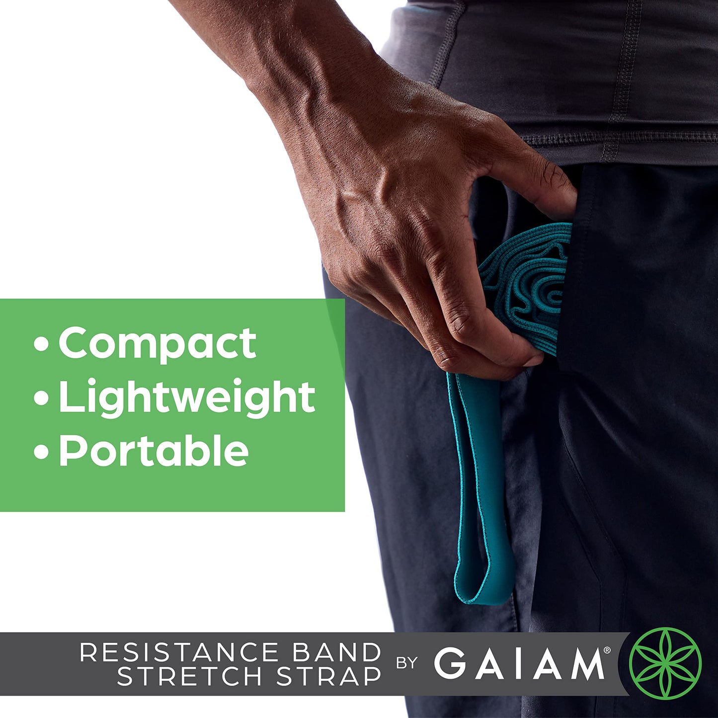Gaiam Restore Resistance Band Stretching Strap - Stretch Legs & Arms with Medium Resistance Loops, Multiple Holds for Increased Range of Motion, Flexibility or Strength Training