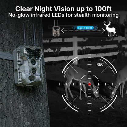 Meidase Solar WiFi Trail Camera P300 Pro (Non-Cellular), 64MP Photos, 1296P Video, 165ft Dual-Antenna Range, 7800mAh Battery, 10W Solar Panel, 64GB SD Card Included, Motion Activated