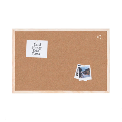 Bi-Office Basic Cork Board, Pine Wood Frame, 90 x 60 cm, brown