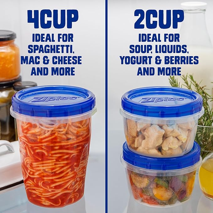 Ziploc Brand Twist n Loc Food Storage Containers, Leak Resistant Design