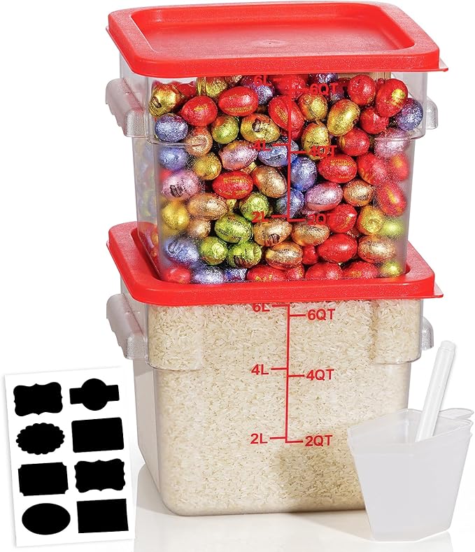 6QT Clear Food Storage Containers: 2 PCS NSF Food Storage Containers