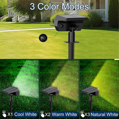 Solar Spot Lights Outdoor Waterproof, 3 Modes Landscape Spotlights, Dusk to Dawn Solar Powered Flood Wall Lights for Outside, Solar Garden Lights for Yard Porch (4PACK)