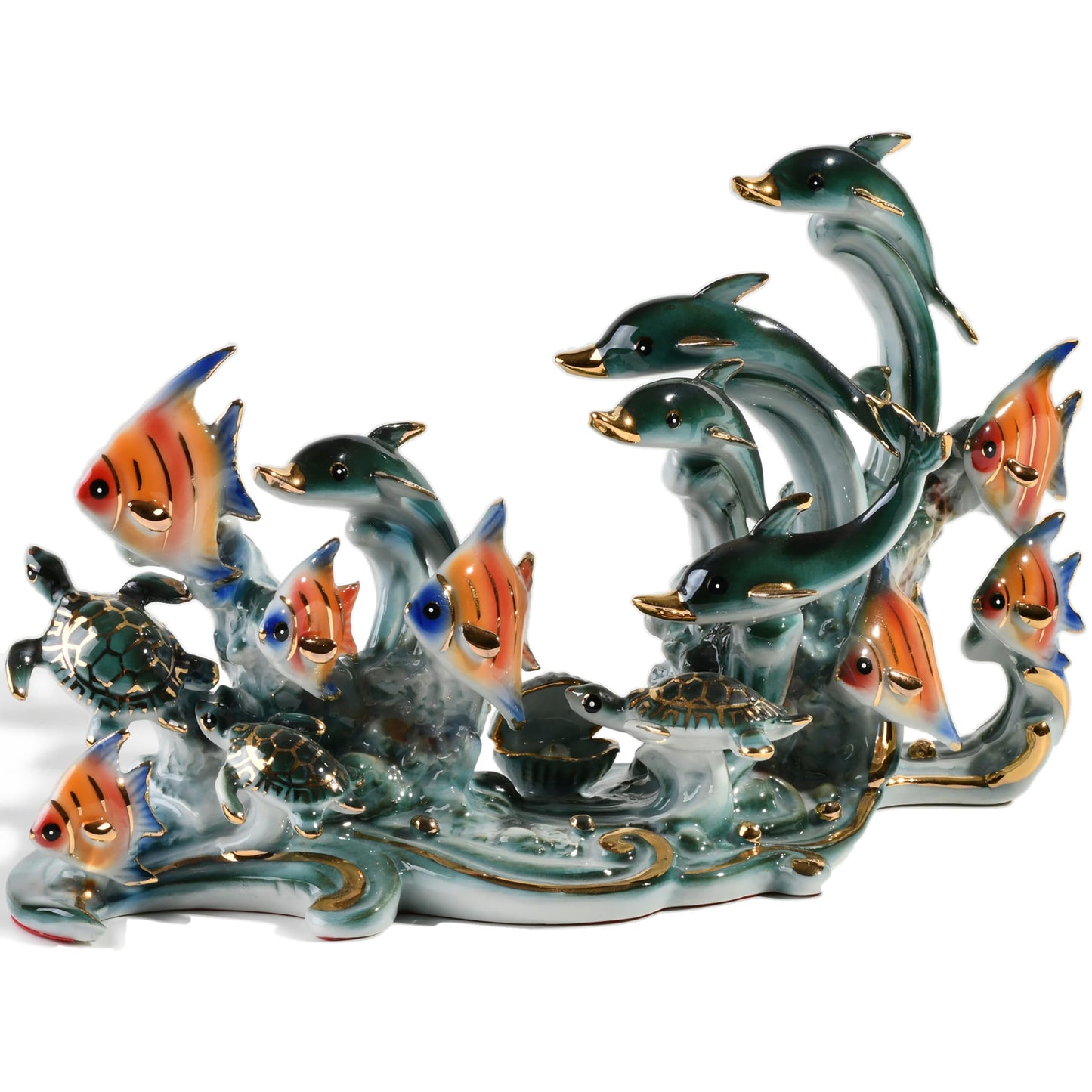 MTME Porcelain Figurines, Family in The sea, memorialbilia, Sculpture Home Decor (Y)