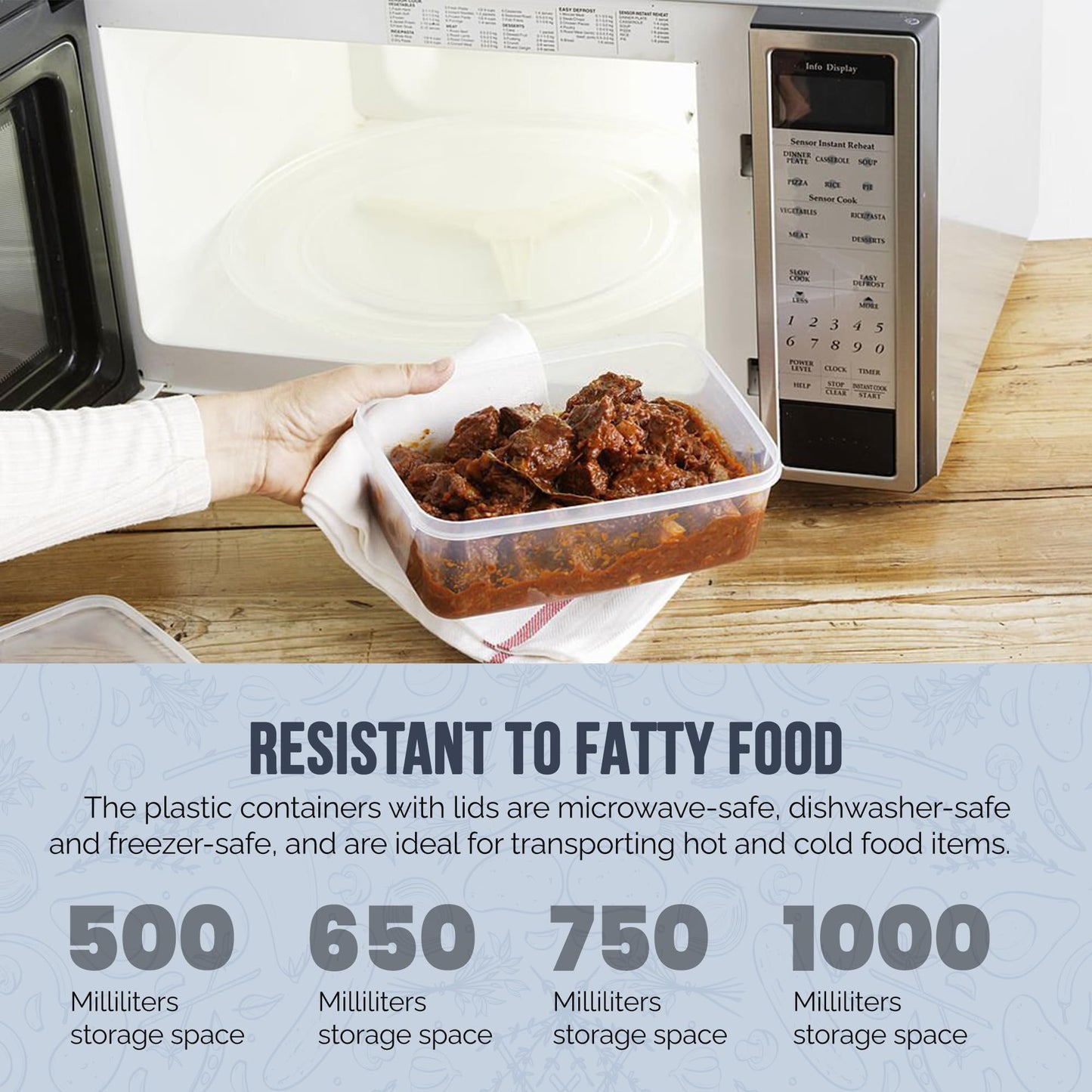 We Can Source It Ltd 50 x 500ml Plastic Microwave & Freezer Safe Food Containers with Lids - BPA-Free, Reusable, Takeaway Meal Prep Containers - Catering Grade Food Storage Boxes for Home & Business