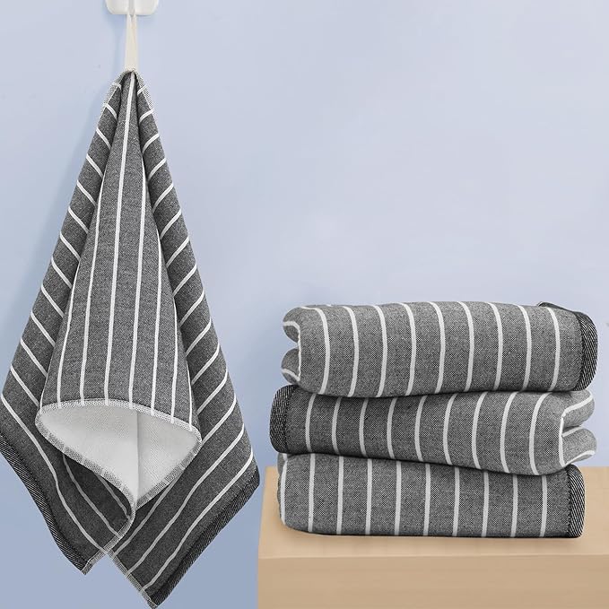 VOOVA & MOVAS 4-Piece Striped Cotton Hand Towels
