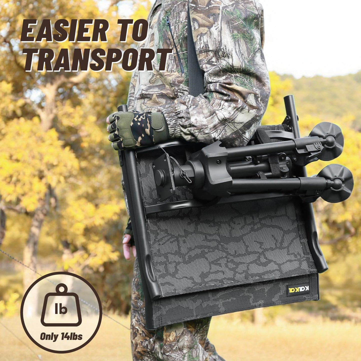 Kalkal Hunting Seat, 300lbs Silent Swivel Folding Chair for Blinds, Portable 360° Swivel with 4 Adjustable Legs