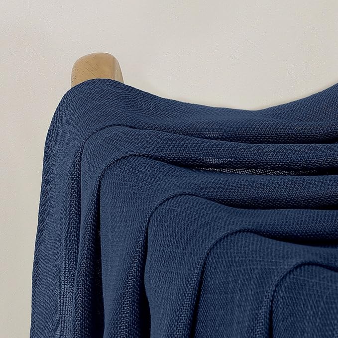 Chyhomenyc Navy Blue Semi Sheer Curtains 84 Inches Long 2 Panels Set, Light
