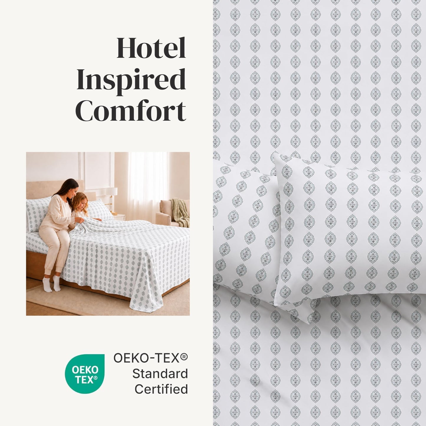 Modern Threads Printed 3-Piece Extra Soft Bedding Sheets & Pillowcase Set, Deep Pocket up to 16 inch Mattress Claire Twin