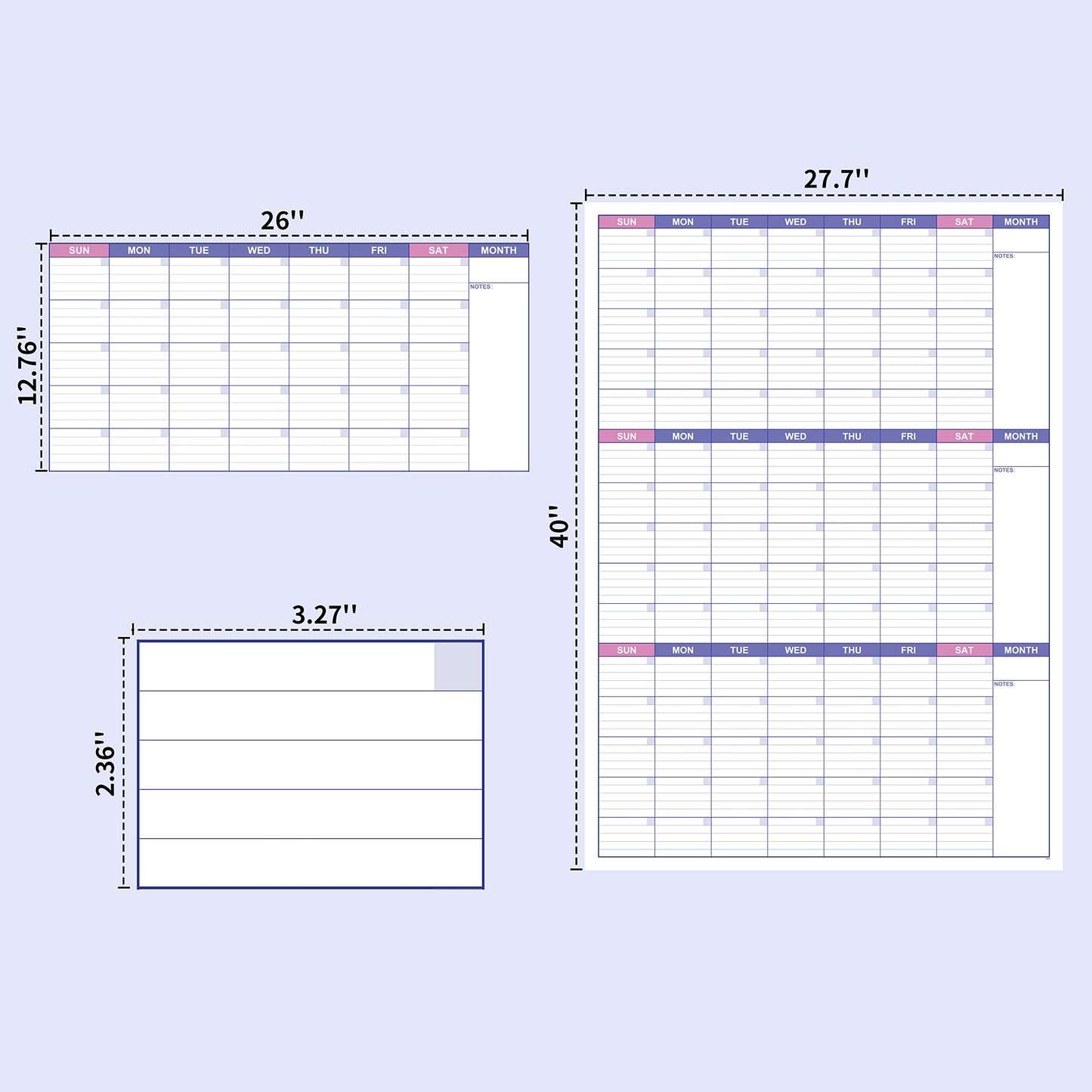 BooQool Large Dry Erase Calendar for Wall - Undated 3 Month Calendar, 27.7'' x 40'', Erasable & Reusable Laminated White Board with 8 Round Stickers, Vertical Layout Home, Office and School