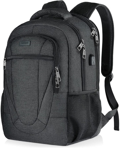 Laptop Backpack, School Backpack for Boys Water Resistant School Bag with USB Charging Port, Business Anti Theft Durable 15.6 Inch Laptop Bag, Gifts, Black