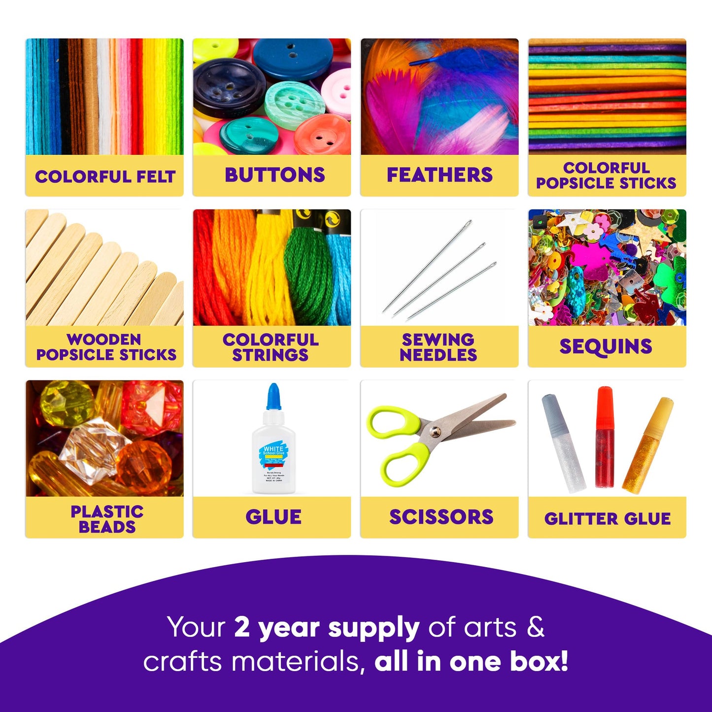 Blue Squid Arts & Crafts Chest - 3000+ pcs Deluxe Craft Kits for Kids Supplies Box, 2 Drawers, 18 Compartments, Sturdy Handle - Art and Crafting Kit Kids Craft Set, School Supply for Ages 4-8, 9-12
