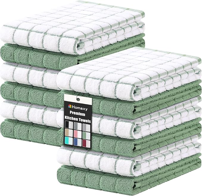 Homaxy Premium Cotton Kitchen Towels 16"x 28", Large Natural Ring Spun 390 GSM