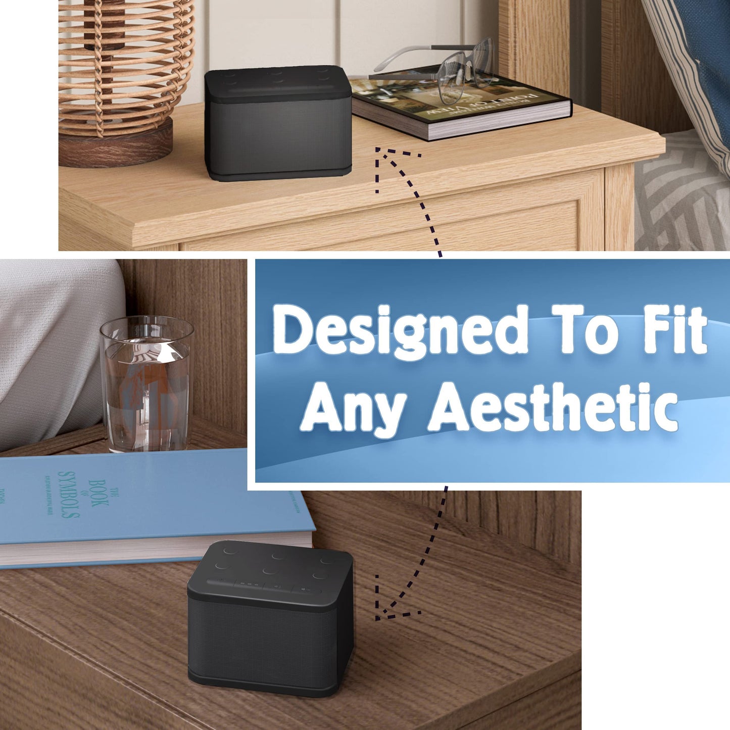 Big Red Rooster Sound Machine - 6 Sleep Sounds - Portable White Noise Machine for Office Privacy & Adult Sleeping - Compact Travel or Home - Dual Power Options - Black