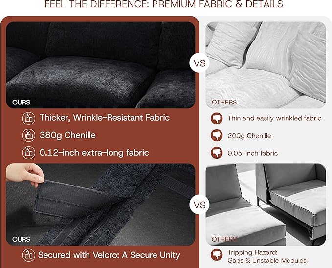 GRUSIGN 141'' Oversized Boneless Cloud Couch