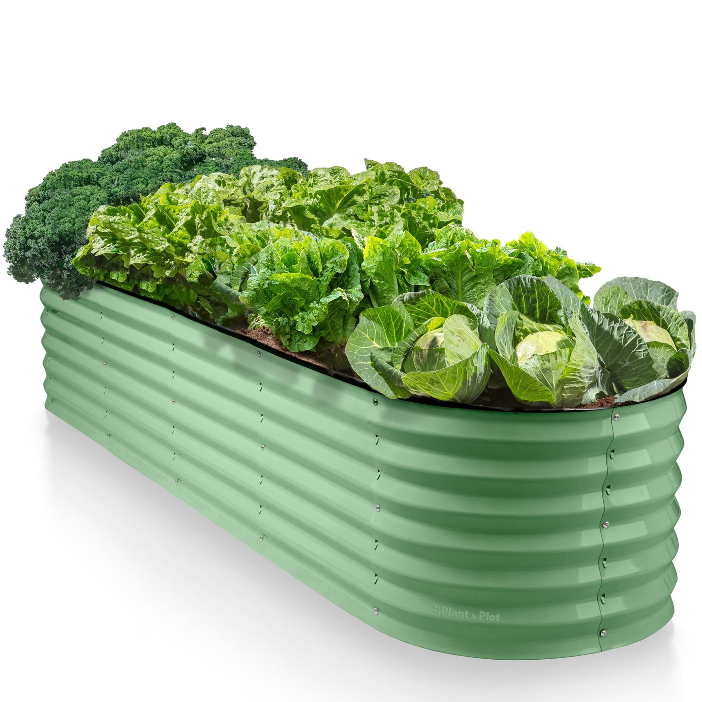9-in-1 Galvanized Steel Raised Garden Bed // 8×2×1.5 ft Modular Planter for Gardening, Vegetables, Flowers // 18" Tall Metal Raised Garden Beds Outdoor (Light Green) // Patented Design Planter Box
