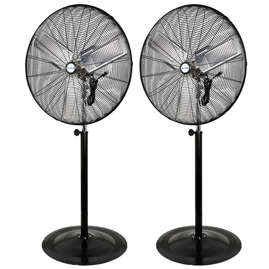 BILT HARD 8900 CFM 30" High-Velocity Industrial Pedestal Fan, 3-Speed Heavy Duty Industrial Standing Fan with Metal Aluminum Blades and Adjustable Height, Idea for Commercial, Shop, and Garage, 2 Pack