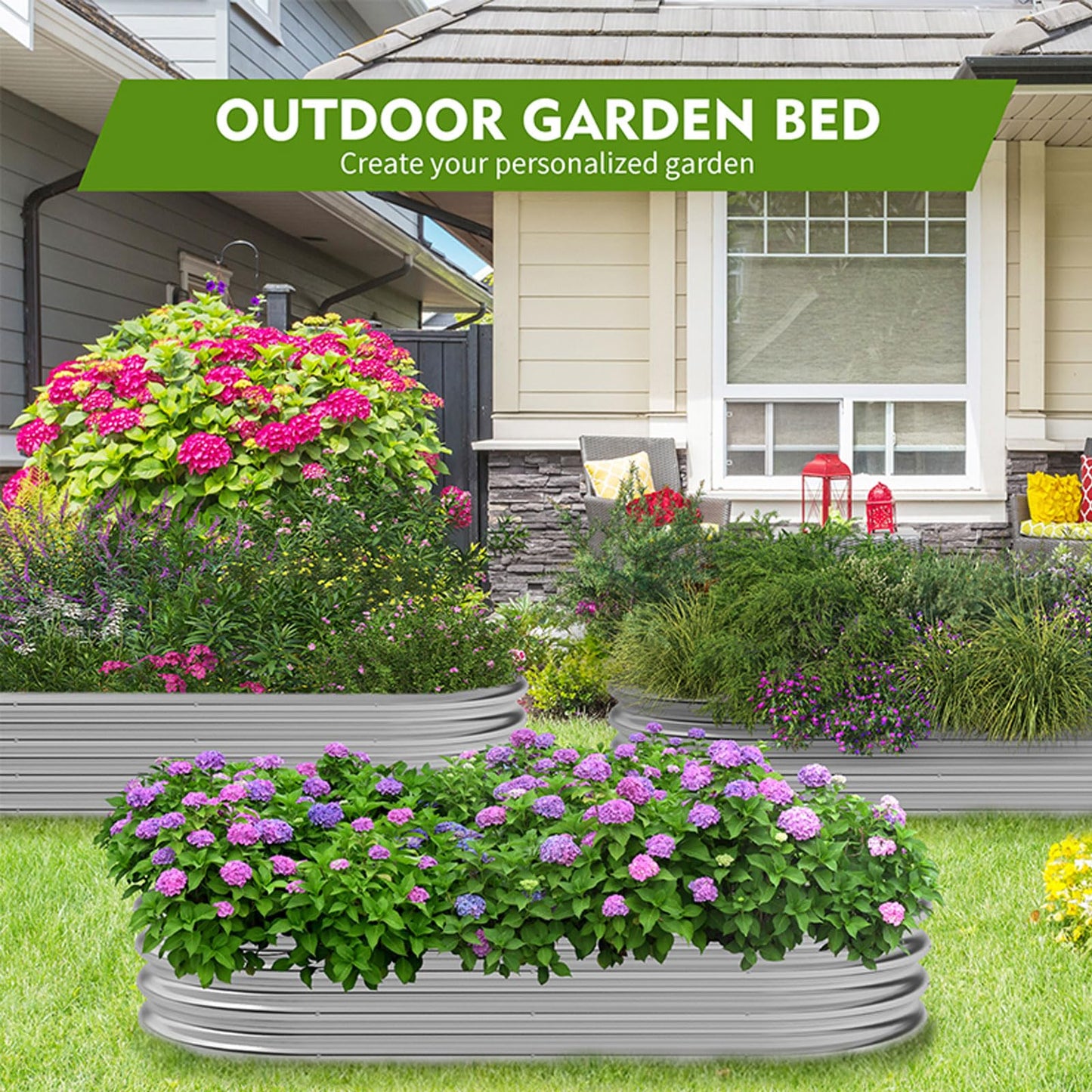 2-Pack Metal Raised Garden Bed, 4x2x1ft Galvanized Planter Box for Outdoor Vegetables & Flowers, Corrosion-Resistant Raised Garden Beds Outdoor with Open-Bottom Design, Lead-Free Herb Garden Planter