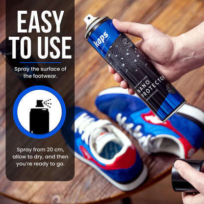 Kaps Nano Protector, Set of 2x 400ml, Waterproof Shoe Protector Spray for Leather, Nubuck, Suede, Textiles and TEX Materials, Moisture and Dirt Repellent
