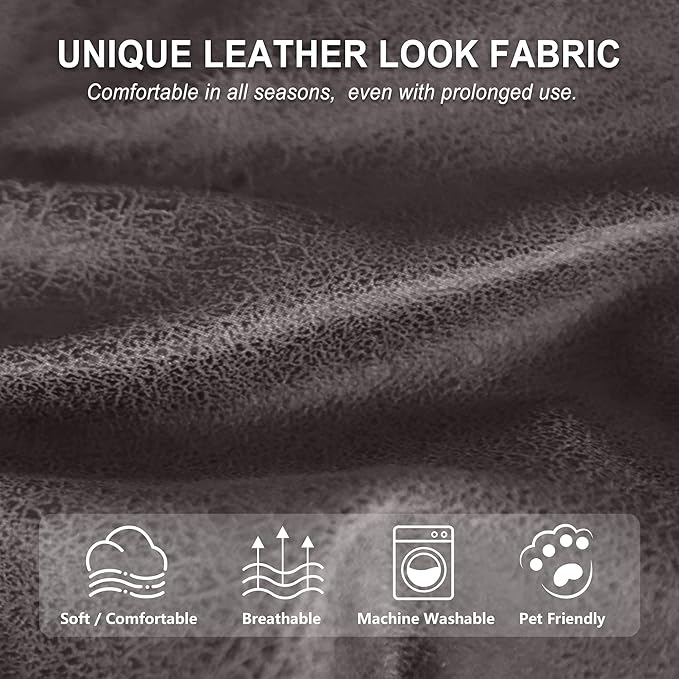 ANARACHON Leather Look Recliner Chair Covers, 4-Pieces Stretch Recliner Cover
