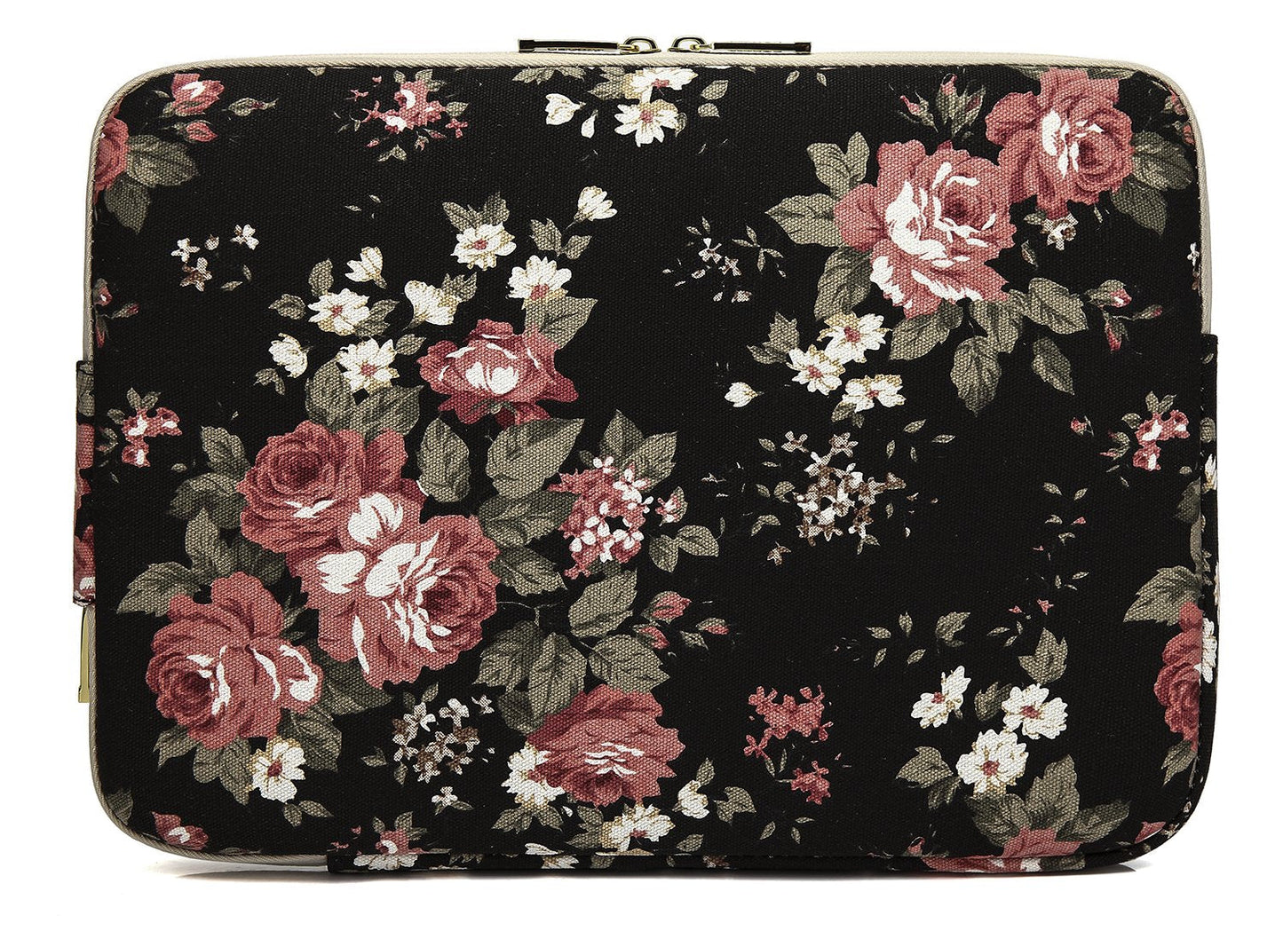 KAYOND Black Chinese Rose Pattern Water-resistant 14 inch Canvas laptop sleeve for 14-14.1 inch HP/Dell/Lenovo/Asus/Acer/Samsung Notebook Computer (14-14.1 Inch, Black C Rose)