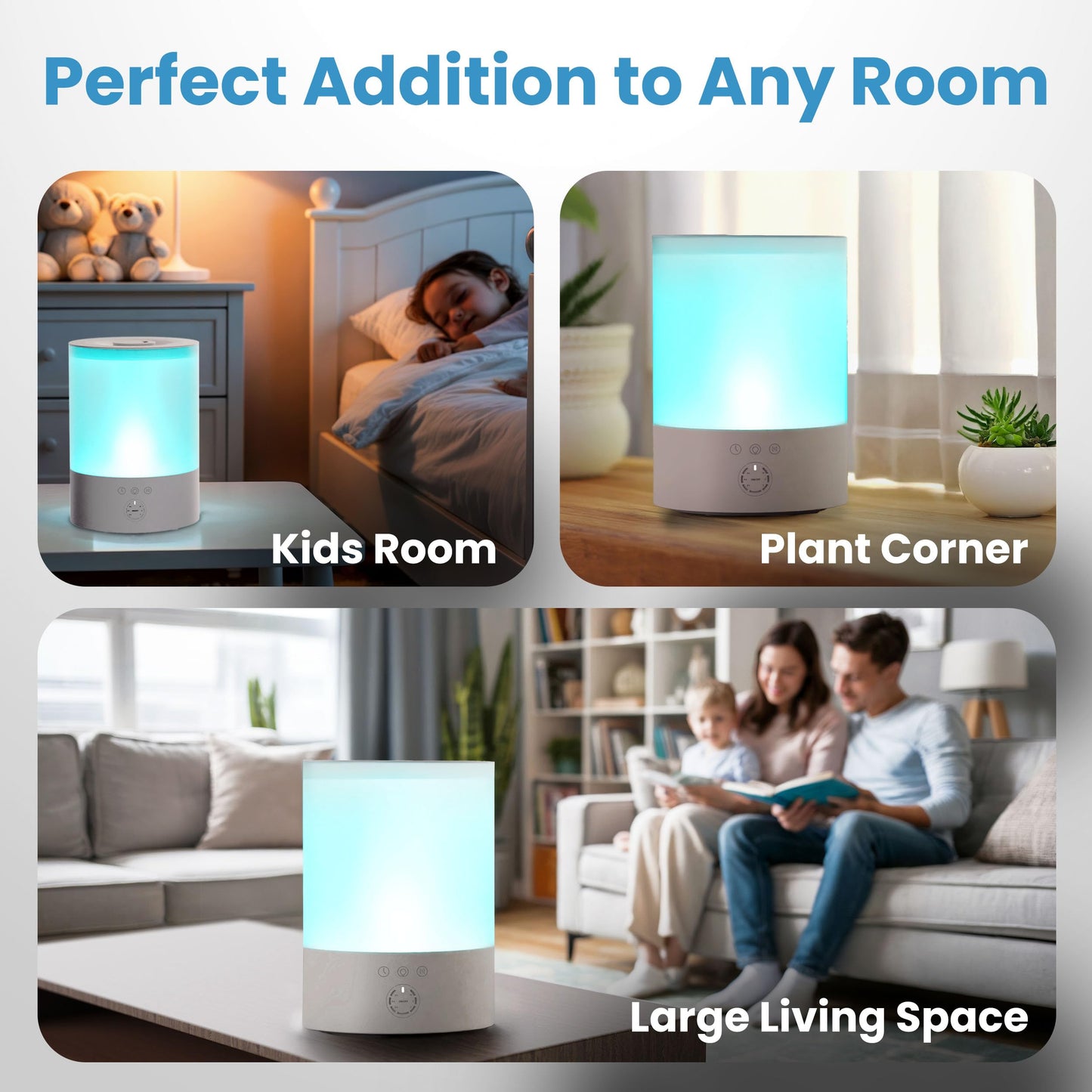 Everlasting Comfort 2.5L Top Fill Humidifiers for Bedroom, 2.5L - Quiet Easy to Fill & Clean, 24HR Runtime, Night Lights, Timer, Ultrasonic Cool Mist Humidifier, Auto Shut-Off, Essential Oil Diffuser