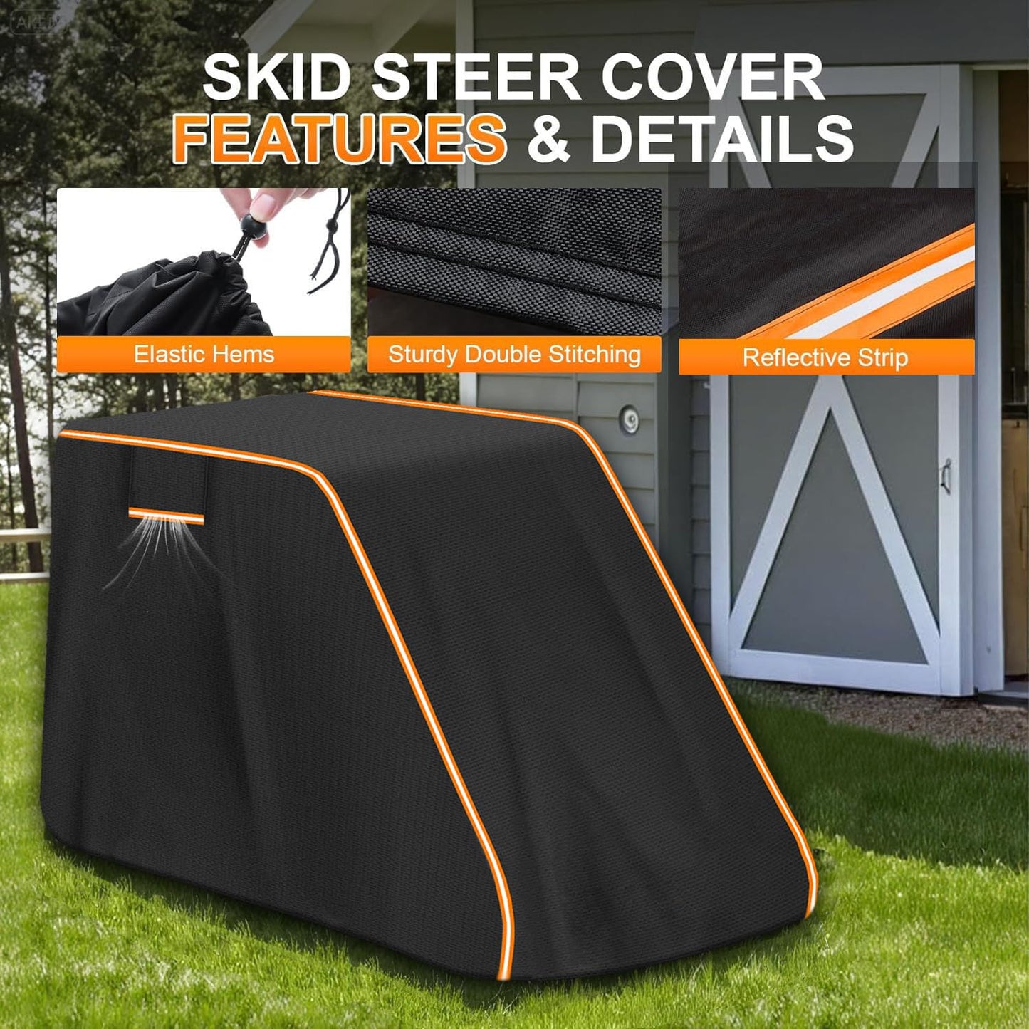 Xmuzua 900D Skid Steer Cover Waterproof Heavy Duty, UV Protection Track Loader Cover Compatible with Bobcat, John Deere, Kubota, Caterpillar, Case, New Holland, JCB, (148"x 75"x 80")