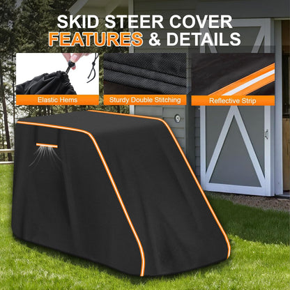 Xmuzua 900D Skid Steer Cover Waterproof Heavy Duty, UV Protection Track Loader Cover Compatible with Bobcat, John Deere, Kubota, Caterpillar, Case, New Holland, JCB, (148"x 75"x 80")