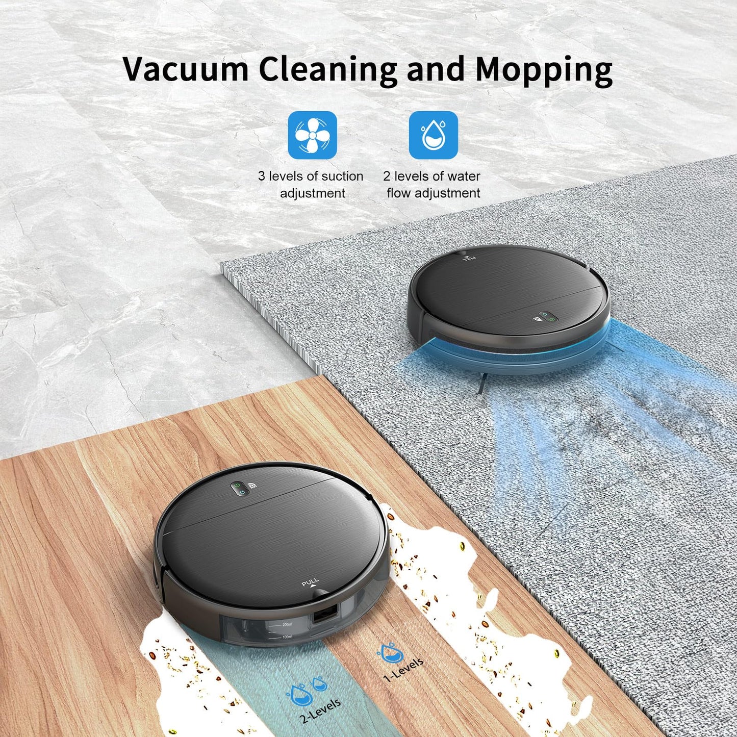 MAMNV Robot Vacuum and Mop,2 in 1 for Carpet & Hard Floor,Robotic Vacuum Cleaner with Alexa/Voice/App,Powerful & Quiet for Pet Hair,Slim 2.87",Self-Charging & Zigzag Path Cleaning