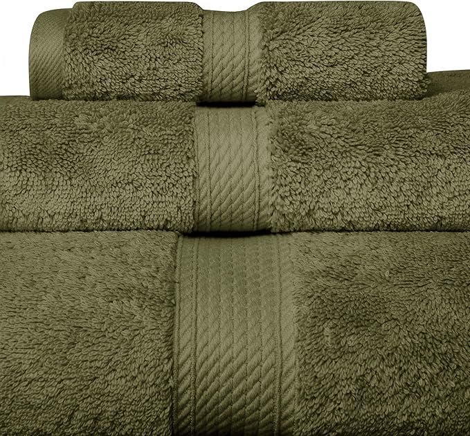 SUPERIOR Egyptian Cotton Pile 3 Piece Towel Set, Includes 1 Bath, 1 Hand