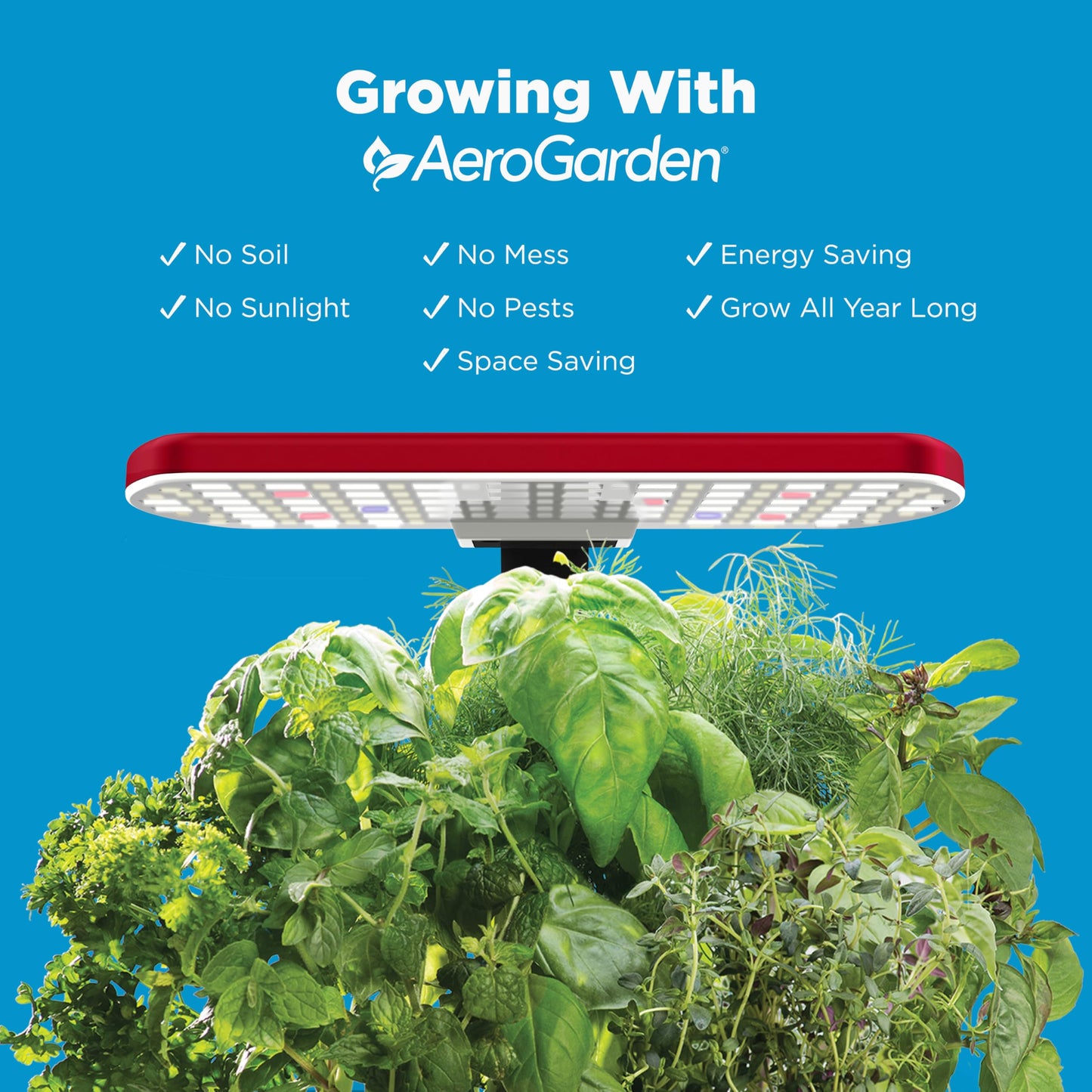 AeroGarden Harvest Lite in Cherry Red, Soil-Free Indoor Hydroponic Garden with LED Grow Light for Year-Round Gardening of up to 6 Herbs and Vegetables