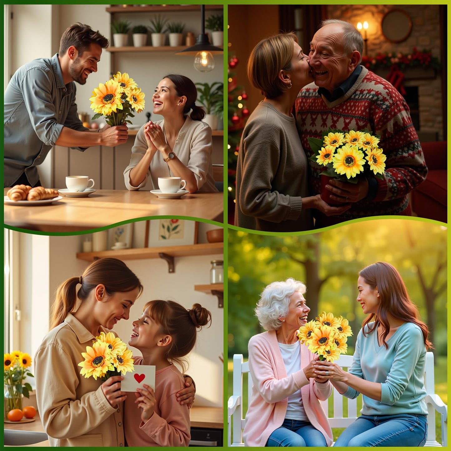 Solar Sunflower Lights Outdoor Waterproof - 3 Pack with 18 Bright Solar Sunflower Lights, IP65 Waterproof Light for Outdoor Flower Bed, Yard, Pathway, Patio Decor - Gift for Mom, Women, Grandma