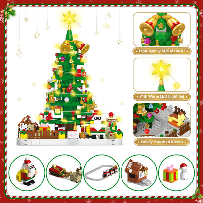 Advent Calendar 2025 Adult, 1088 Pieces Christmas Tree Building Kit with Led Light, 24 Days Christmas Countdown Christmas Tree Building Toy Set, Ideal Xmas Gift Toy for Teen Boy