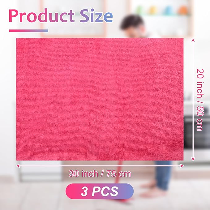 Newwiee 3 Pcs Extra Large Microfiber Cleaning Cloth 30" x 20" Washable Reusable