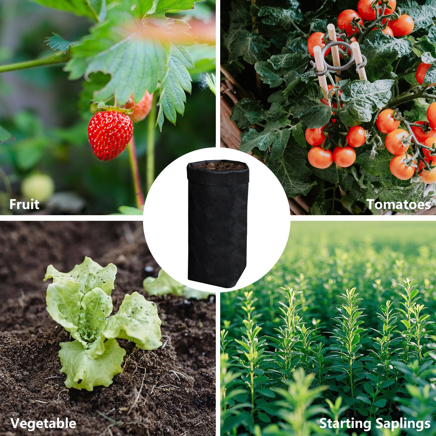 Belit 100 Pcs 13.5" H Nursery Grow Bags, Non-Woven Plants Pots Container for Starting Deep Rooted Plants Vegetable, Flower, Seedling Tree, Black