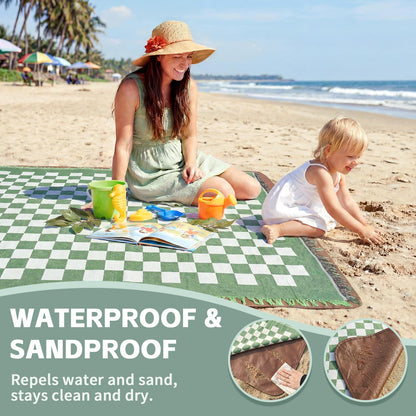 2 in 1 Extra Large Camping Blanket Outdoor Picnic Yoga Mat Lightweight Car Essential Roadtrip Gadget Rv Accessories Glamping Tent Gear Must Haves Hiking Stuff Backpacking Necessities Women Beach Gift