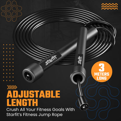 STARFIT Adjustable Lightweight Jump Rope - Tangle-Free Design for Cardio, HIIT, and Endurance Training - Durable Fitness Skipping Rope for All Levels.