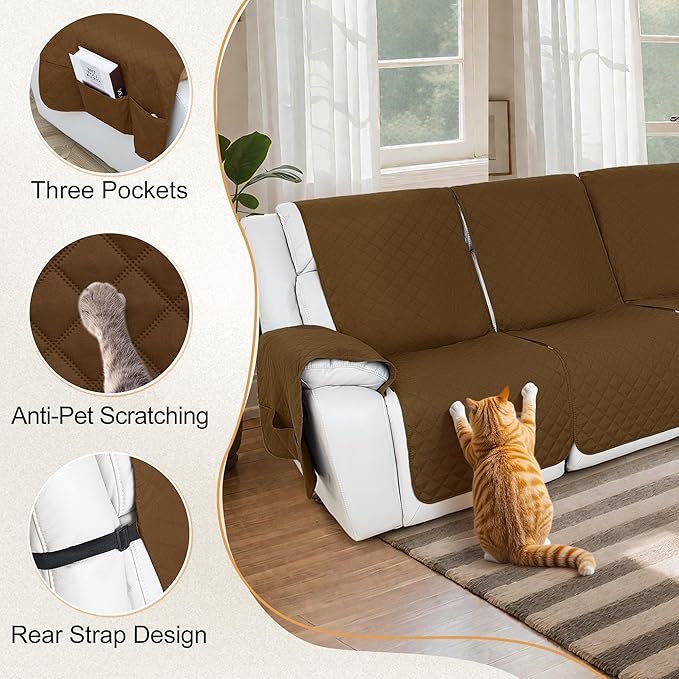 HDCAXKJ 100% Waterproof Reclining Sectional Couch Covers L Shape Recliner Sofa