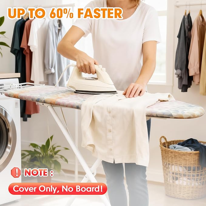 Ironing Board Cover and Pad, 18x49 Extra Wide Thick Iron Padding, Scorch &