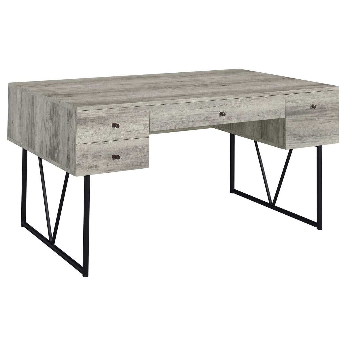 Coaster Home Furnishings Analiese Rustic 63-Inch 4-Drawer Home Office Computer Writing Desk Study Table with Storage Engineered Eco-Friendly Wood Look Laminate Sturdy Steel Grey Driftwood 801999