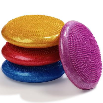 Libima 4 Pcs Glitter Wiggle Seat for Sensory Kids Inflated Wobble Cushion Sensory Seat Flexible Seating for Classroom Elementary, Balance Disc for Kids Adult Office Home