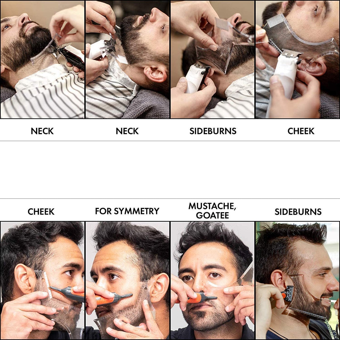 Beard Shaping & Styling Tool With Comb for Perfect line up & Edging For Men's Jaw Cheek/Neck Line, Symmetric/Curve/Step Cut Works with Any Beard Razor Electric Trimmers or Clippers (Clear-1pcs)
