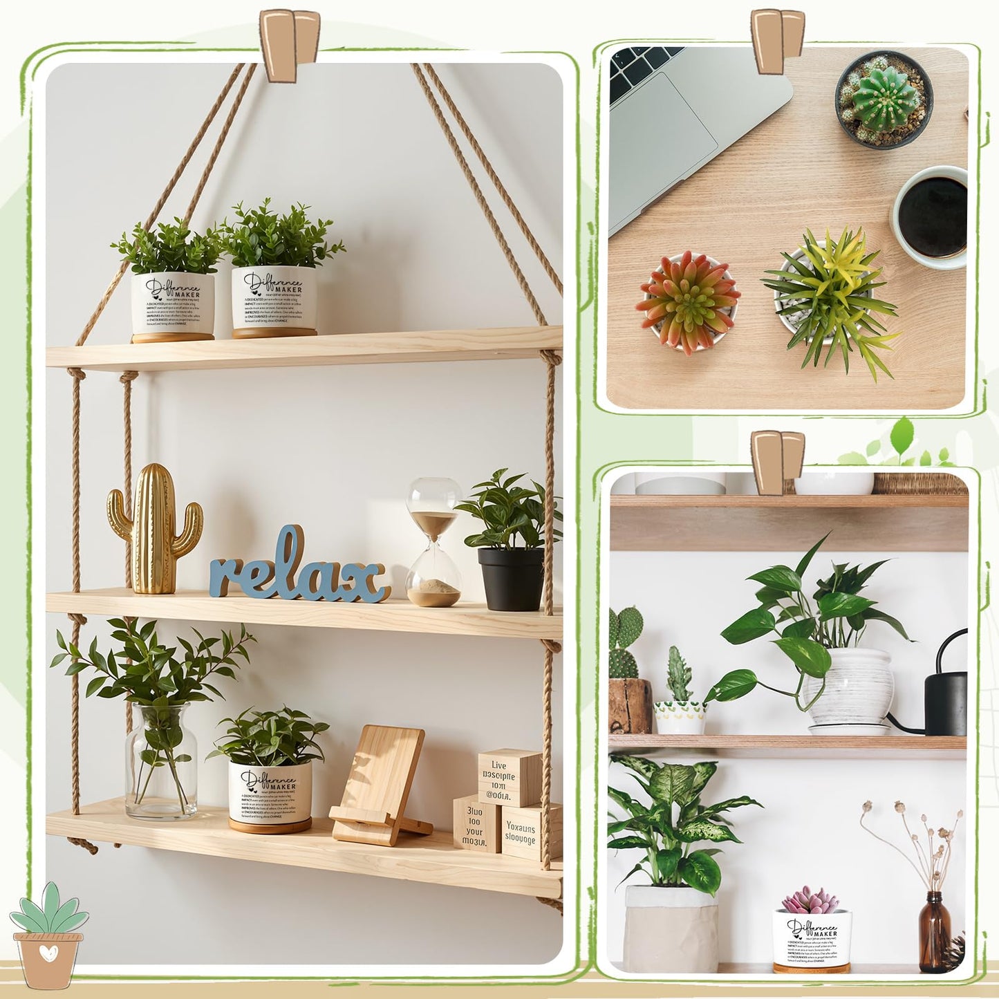SEEWEY 12 Pcs Difference Maker Employee Appreciation Gifts Succulent Pots Bulk Inspirational for Coworker Team Small Ceramic Plant Pots with Bamboo Trays for Office Staff Women Men