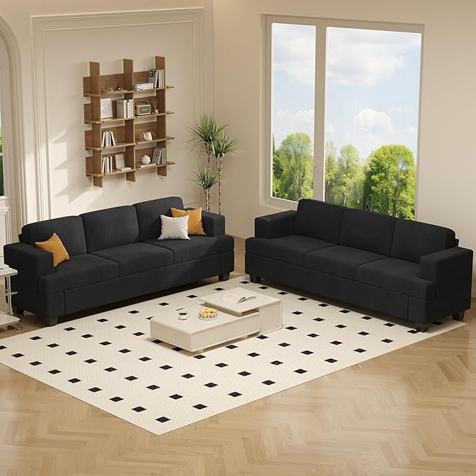 Apicizon 89" Modern Sofa Couch Set, Corduroy Couch 2 Piece Sofa Set