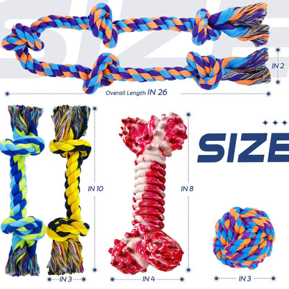 Dog Chew Toys for Aggressive Chewers, XL Dog Toys for Large Dogs, 5 Pack Indestructible Dog Toys for Aggressive Chewers, Cotton Dog Rope Toys, Tough Dog Bones for Aggressive Chewers Large Breed