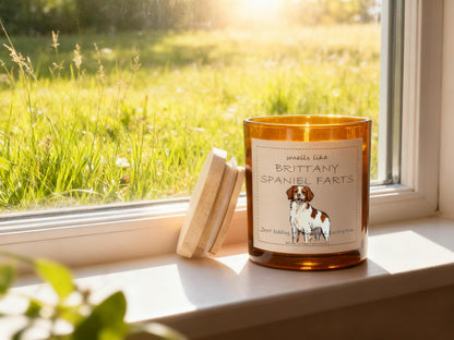 Brittany Spaniel Gifts & Decor, Dog Mom Gift for Women, Smells Like Brittany Spaniel Farts Candle - Lavender & Eucalyptus, Crafted by Natural Soy Wax & Natural Essential Oils