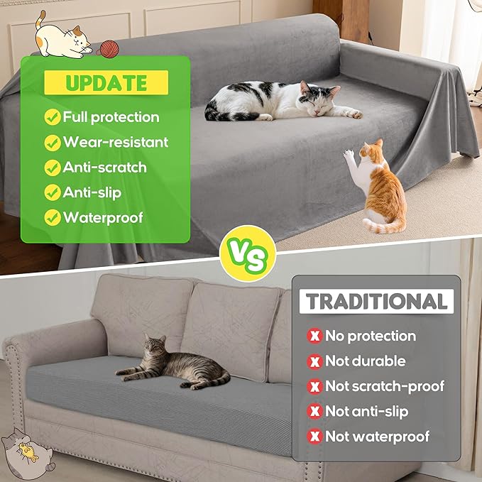 LOllON Velvet Couch Cover for Cats Dogs Kids