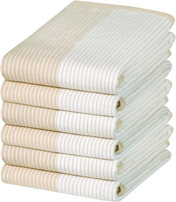 Premium Kitchen Towels | Yarn Dyed Flat Woven Stripe Kitchen Towel Set| 238 GSM
