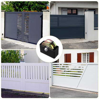 Soiiw 4" V Groove Sliding Gate Rollers Wheel 2 PCS Slide Wheels 1-3/4" Width 45# Solid Steel with Welded Bracket Double Bearing 3000 Lbs Capacity for Driveway Fence & Industrial Sliding Gates