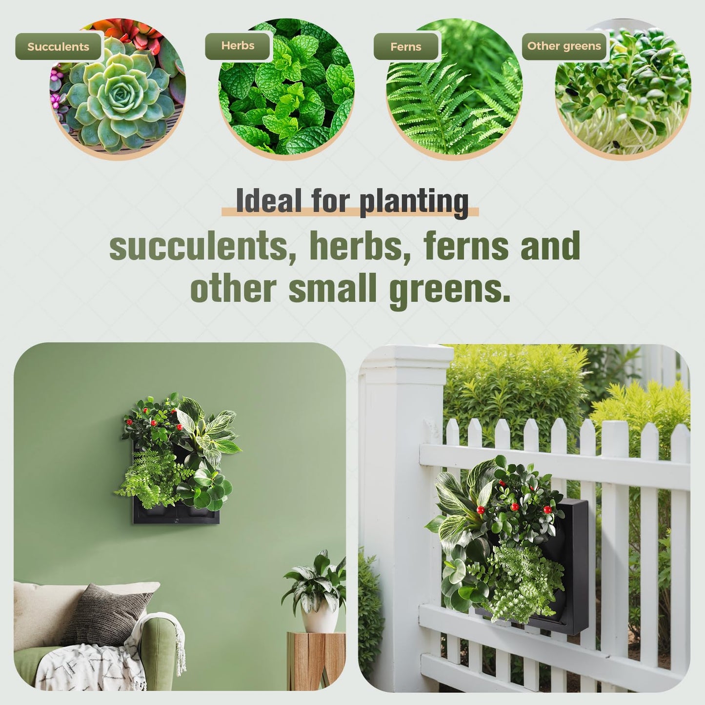 WHLZYEVA Wall-Mounted Vertical Garden Planter – Ready-to-Use Indoor Wall Planter with 4 Grow Pots – Perfect for Herbs, Succulents & Flowers – No Assembly Required(Black)
